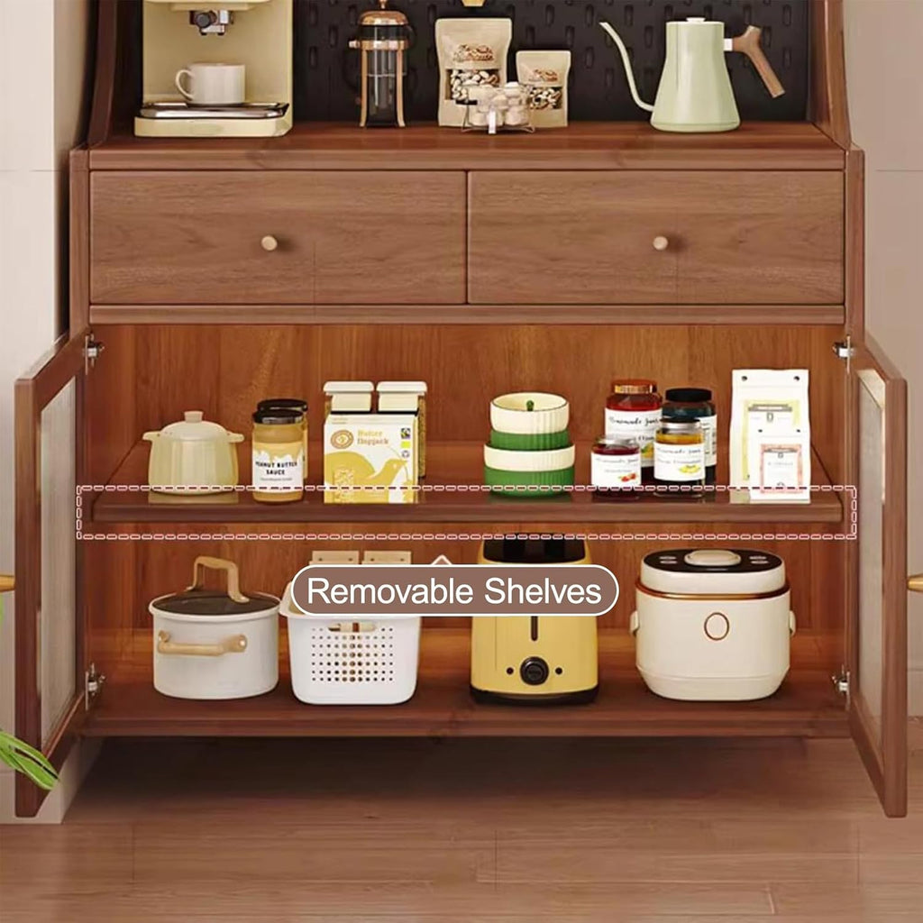 Kitchen Pantry Cabinet, Tall Storage Cabinet with Drawer, Freestanding Kitchen Cupboard, Coffee Bar Workstation, for Dining Room, Living Room(Brown,120x70cm/47.2x27.6in)