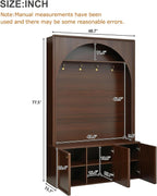 LUMISOL 77" Entryway Hall Tree with Bench and Coat Rack, Hall Tree Bench with Shoe Storage, 4 Hooks, Shelf, Wooden Style Coat Rack for Living Room, Mudroom, Arched Design, Walnut