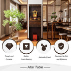 Altar Table, Freestanding Bamboo Storage Cabinet with Drawers, Floor-Standing Wooden Display Table with Shelves, for Living Rooms, Shrines, Temples(Brown,38 * 37 * 172cm/15 * 14.6 * 67.7in)