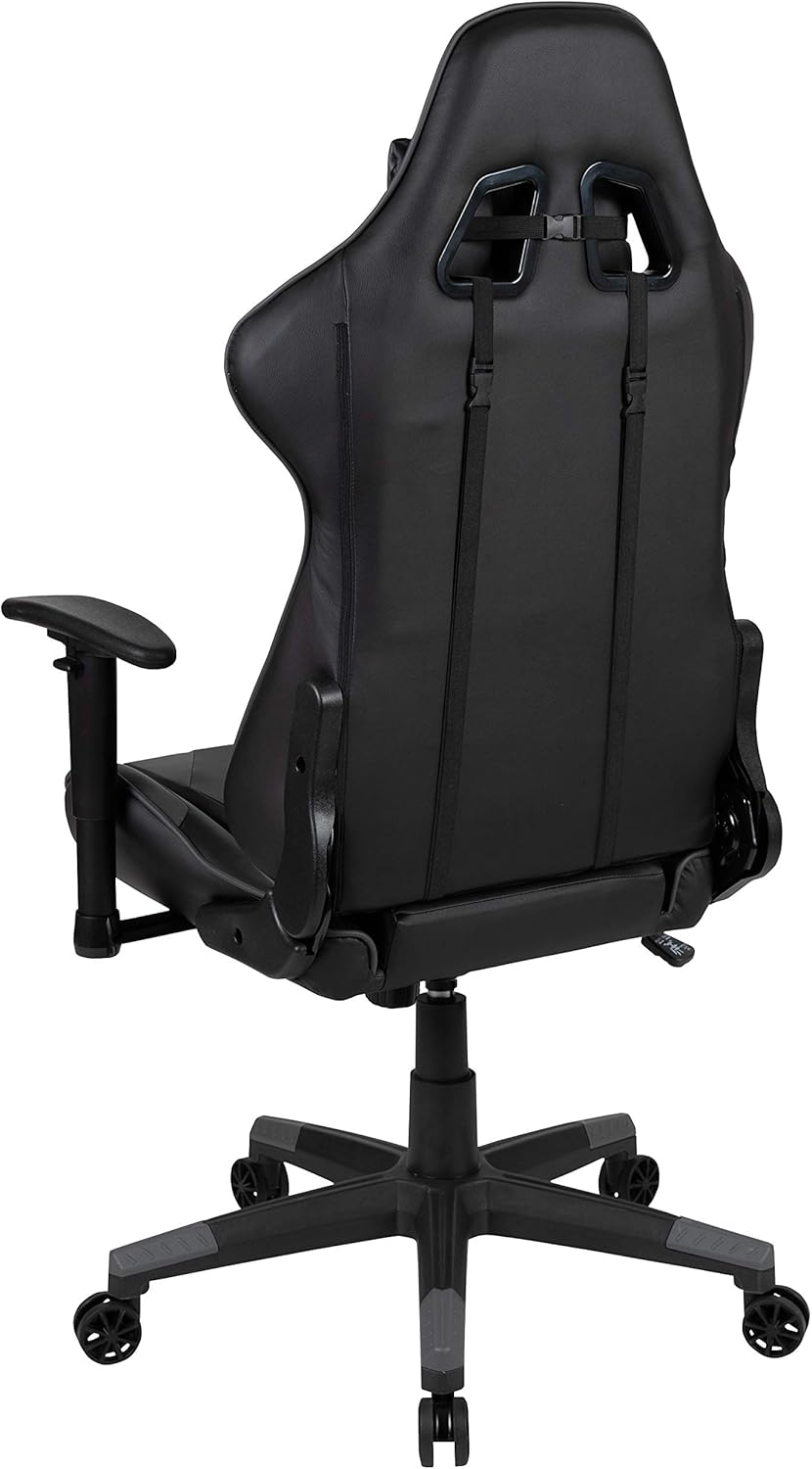 Flash Furniture X20 Gaming Chair Racing Office Ergonomic Computer PC Adjustable Swivel Chair with Fully Reclining Back in Gray LeatherSoft