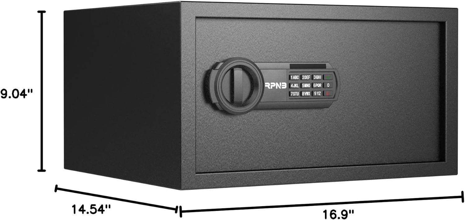 RPNB Deluxe Safe and Lock Box,Digital Keypad Safe Box,Steel Alloy Small Safes, Keypad Lock,Perfect for Home Office Hotel Business Jewelry Cash Use Storage,1.0 Cubic Feet