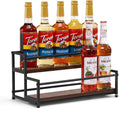 Coffee Syrup Rack Organizer, 2-Tier 10 Syrup Bottles Holder Stand for Coffee Bar, Liquor Bottle Display Shelf Bar Shelf Stand Countertop Rack for Syrup, Wine, Spice