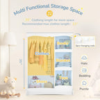Curipeer Kids Dress Up Storage with Flower Mirror, Open Hanging Closet Wardrobe for Children, Kids Armoire & Costume Organizer for Bedroom Playroom Preschools Classroom, White