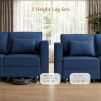 Vesgantti Sectional Couches with Storage Seats, 92" V Shaped Convertible Modular Sectional Sofa, 5 Seat & 1 Ottoman Velvet Storage Chaises Deep Seat Couch for Living Room, Bedroom, Apartment, Blue