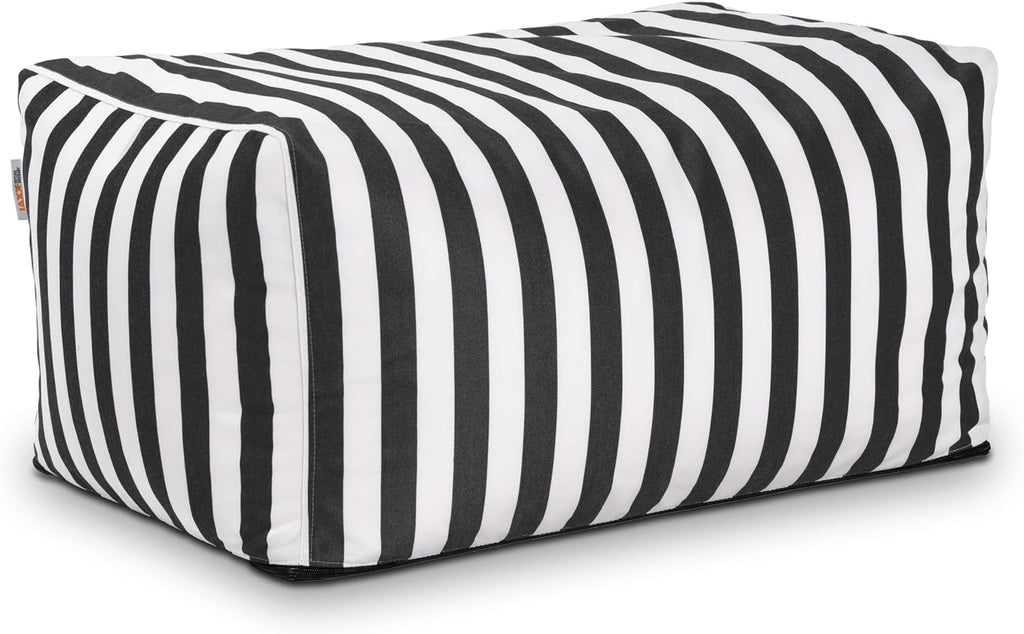 Jaxx Leon Outdoor Bean Bag Ottoman, Black & White Stripes