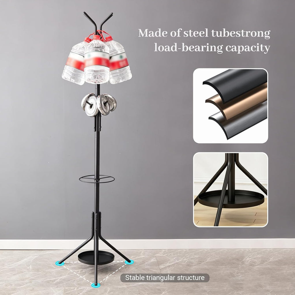 Kitsanery Coat Rack Freestanding,Metal Coat Tree with Umbrella Holder,Hat and Coat Rack Stand for Entryway, Hallway, Living Room, Bedroom (Black)