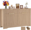 Cyclysio 55" Fluted Buffet Cabinet with Drawers, Modern Sideboard Credenza with Adjustable Shelves, Coffee Bar Table with Storage for Dining Room, Entryway, Kitchen, Natural Oak