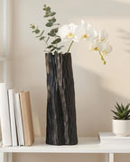 10.7 in Black Ceramic Flower Vase Organic Nature Shape Nordic Modern Style Ceramic Vase Shelf Home Living Room Coffee Table Centerpiece Black Vases Home Decor
