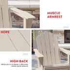 Costaelm Lakeview Outdoor Patio HDPE Adirondack Chair with Cup Holder, Sand