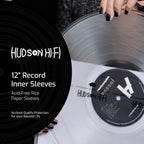 Hudson Hi-Fi Anti-Static Vinyl Record Sleeves - Durable Clear Disc Sleeves- Protect Your LP Albums from Scratches, Dust & Dirt - Acid-Free Rice Paper Disc Covers, 50x Inner Sleeves