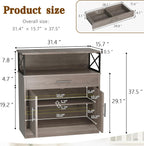 Vongrasig Farmhouse Coffee Bar Cabinet, Modern Sideboard Buffet Table with Adjustable Shelf, Storage Cabinet for Kitchen, Dining Room, Ash Grey