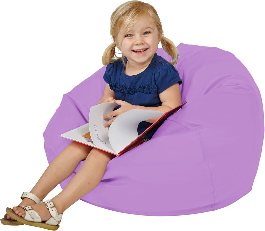 FDP SoftScape Classic 26" Junior Bean Bag Chair, Furniture for Kids, Perfect for Reading, Playing Video Games, Relaxing Alternative Seating for Classroom, Daycare, Library Home - Lavender, 10477-LV