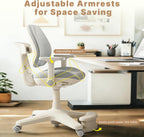 Ergonomic Kids Desk Chair with Adaptive Back Support, Adjustable Footrest, and 90° Flip-Up Armrests — Breathable Study Chair for Ages 3-12, Fits Home Office and Bedroom