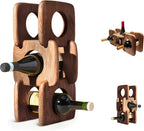 Home Bar Cabinet Kitchen Wooden Decor Wine Rack Countertop, Wood Freestanding Organizer Storage Liquor Bottle Display Shelf (Walnut)