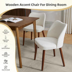 IDEALHOUSE 4 Pieces Fabric Wingback Dining Room Chairs, Comfort Thick Cushioned Kitchen Side Chairs Sturdy Wooden Legs with Anti-Slip Leveling Feet, Modern Leisure Chair for Home Indoor Use, White