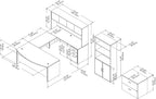 Studio C 72W x 36D U Shaped Desk with Hutch, Bookcase and File Cabinets in White