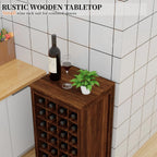 WERSMT 8-Tier Freestanding Wine Rack Wood, 32 Bottles Wine Rack Counter for Small Space, Farmhouse Stackable Modular Wine Bottle Holder Rack, Walnut
