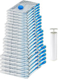 Amazon Basics Vacuum Storage Bags with Hand Pump for Travel, Space Saving Compression Bags for Clothes, Clothing, Blankets and Duvets, Clear, 20 Pack (5 Small, 5 Medium, 5 Large & 5 Jumbo)