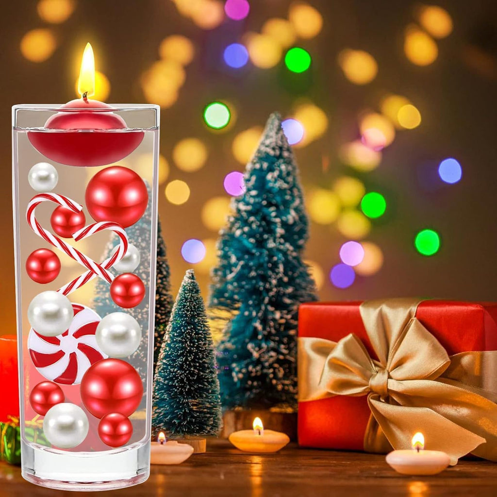 Christmas Vase Filler 10091 PCS Red White Vase Filler Beads Water Beads Candy Cane Christmas Vase Filler for Holiday Party Decor