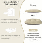 AddGrace Chair Cushions for Dining Chairs Set of 2 Non-Slip Kitchen Seat Cushions with Ties Tufted Thick Seat Pads for Indoor Kitchen Dining Furniture 17"x16"x3" Beige