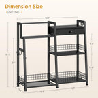 Gewudraw 2-in-1 Bathroom Ladder Shelf, 3-Tier Freestanding Towel Shelf with Drawer & Hooks, Storage Organizer for Bathroom, Laundry Room, Living Room, Balcony, Black