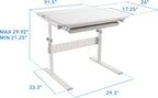 Mount-It! Kids Adjustable Desk with Tilting Desktop, Height Adjustable Study Table with Storage Drawer, Ergonomic Desk for Writing, Drawing & Homework, 31.5" x 26" Desktop Size (Gray)
