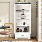 VOWNER 71" Tall Kitchen Pantry with Adjustable Shelves, Large Wood Storage Cabinet with Drawer & 2 Barn Doors, Versatile Modern Farmhouse Storage Cabinet for Kitchen, Dining Room, Living Room, White