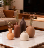 Modern Ceramic Vase Set of 5, Vases Home Decor Rustic Farmhouse Decorative Vase for Bouquet Dried Fresh Flowers, Table Living Room Kitchen Bedroom
