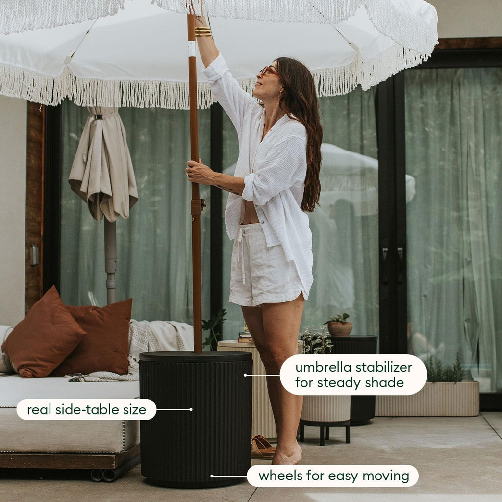 Veradek Umbrella Side Table - Outdoor Patio Table with Umbrella Hole | Durable Plastic-Stone Composite, Easy Assembly. Perfect for Porch, Poolside, or Patio Use as a Coffee or Picnic Table