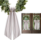 2 Pack Wreath Sash for Front Door Stripe Boxwood Sash Garland Porch Decor Wreath Accessories (Beige and White Stripe)