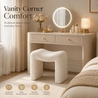 Wimarsbon Vanity Stool Chair, Modern Teddy Velvet Ottoman Footrest, Sofa Bench Footstool Extra Seat, Home Decor for Makeup Room, Living Room, Entryway, Office (M Shaped White)
