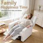 SweetGO Nursery Glider Recliner Chair, 360° Swivel Rocker Recliner with Manual Recline & Footrest, Upholstered Microfiber Nursery Chair for Nursing, Reading, Living Room & Bedroom