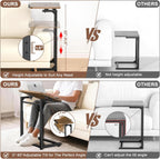 Tv Tray Table Set of 2, Living Room Table Sets 8-Level Adjustable Height Couch Side Table,90° Tilt Angle foldable End Table,Laptop Table with Phone & Tablet Slot Dinner Tray Desk for Recliner/Sofa/Bed