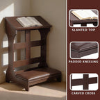 Prayer Kneeler, Wooden Prayer Bench for Kneeling, Kneelers for Praying at Home and Church, Prayer Stool with Soft-Padded Seat & Built-in Desktop, Ebony