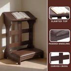 Prayer Kneeler with Built-in Tabletop – Solid Wood Prayer Bench, Faux Leather Cushion, Compact 23"x20"x32" for Home ChurcWorship Ebony