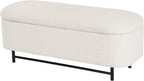 HomePop 46" Ellipse Storage Bench with Metal Legs - Cream Boucle