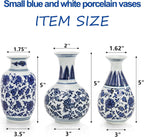 Yesland Small Blue and White Porcelain Vases Set of 3, 5 Inch Tall Mini Vintage Vase Chinoiserie Vases, Classic Decorative Bud Vases for Farmhouse Table Centerpiece, Flower Decor