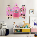 Givilio Tonie Shelf Castle for Toniebox,Wall Mounted Tonie Shelf Set,Tonie Figures Tonie Storage,Magnetic Wooden Floating Shelves Compatible with Toniebox for Kids Room (Pink)