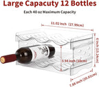 EZ COZY Wine Rack, 4 Tier Water Bottle Organizer for Cabinet (12 Bottles) | Clear Freestanding Wine Bottle Holder for Cabinet, Fridge, Pantry, Wine Rack for Inside Cabinet, Refrigerator, Countertop