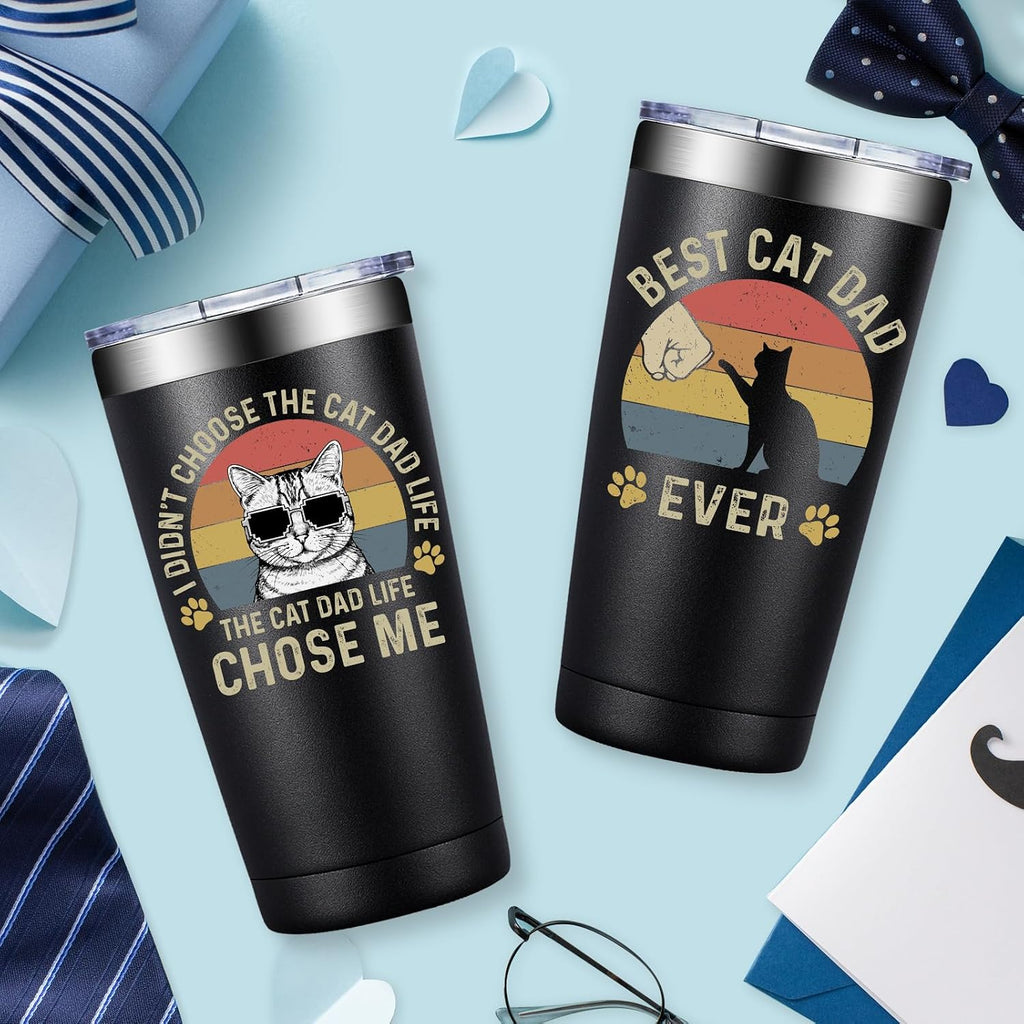 BIRGILT Best Cat Dad Gifts - Fathers Day Gift for Cat Dad, Lovers, Owners - 20oz Tumbler Cup