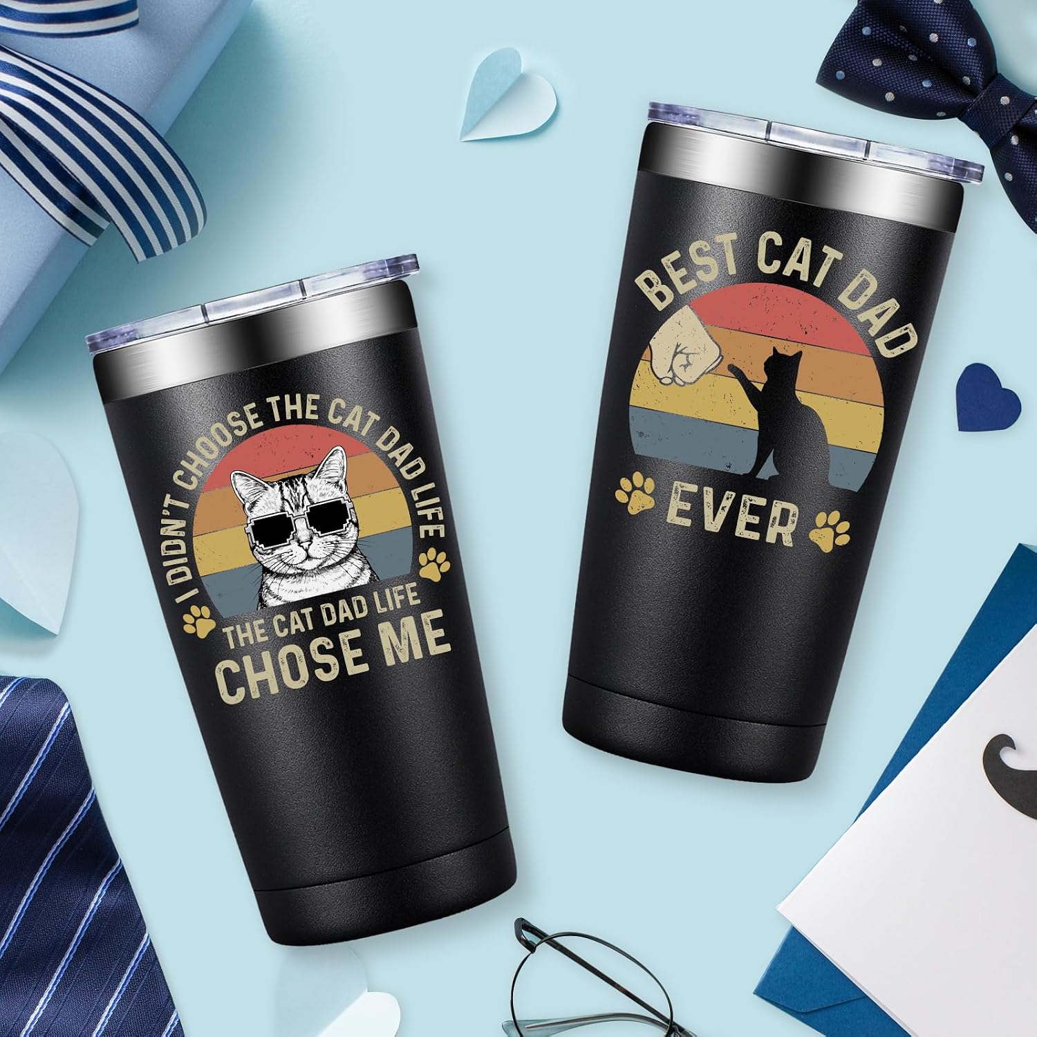 BIRGILT Best Cat Dad Gifts - Fathers Day Gift for Cat Dad, Lovers, Owners - 20oz Tumbler Cup
