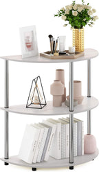 3-Tier Half-Round Console Table with Storage Shelf, Toolless Assembly Narrow Side Table, Sofa Table, Entryway Table, for Home Office, Living Room, Entryway, White Oak