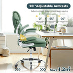 400lbs Green Office Chair Big Tall Comfortable Desk Chair with Back Support Arms, Wide Seat Cute Criss Cross Home Office Desk Chairs for Women