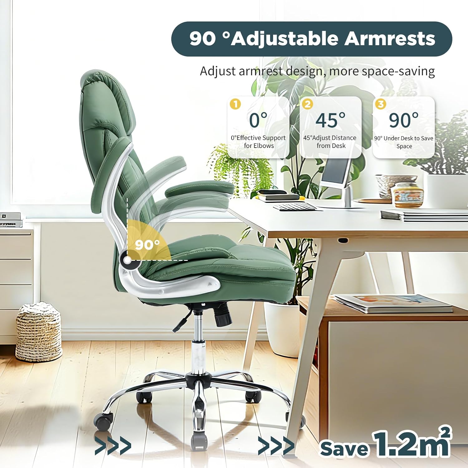 400lbs Green Office Chair Big Tall Comfortable Desk Chair with Back Support Arms, Wide Seat Cute Criss Cross Home Office Desk Chairs for Women