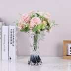 Blue White Clear Wave Vases Gradient, Murano Hand Blown Glass Vase Unique Art Decorative, for Ocean Themed Coastal Home Centerpiece Modern Office Entrance Table Creativity