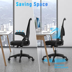 naspaluro Ergonomic Office Chair, Mid Back Desk Chairs with Adjustable Height, Swivel Chair with Flip-Up Arms and Lumbar Support, Breathable Mesh Computer Chair for Home/Study/Working, Dark Black