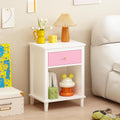 Kids Nightstand with One Drawer, Modern Nightstand, End Table for Boys and Girls, for Living Room, Bedroom (Pink)