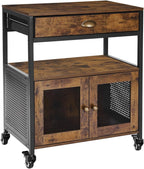 VEVOR Coffee Bar Cabinet, 24 Inch Farmhouse Bar Cabinet with Storage, Movable Coffee Table with Wheels & Mesh Door, Sideboard Buffet for Kitchen, Entryway