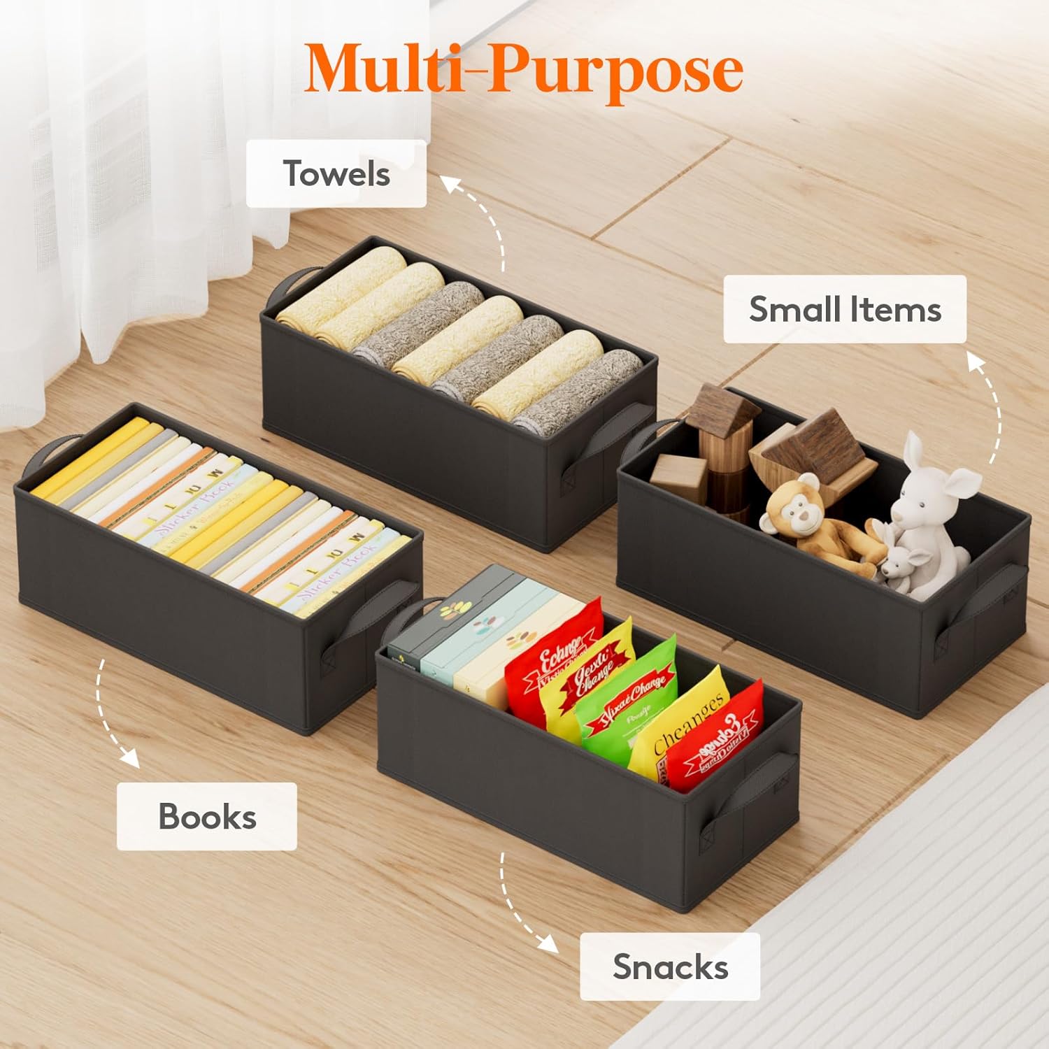 Lifewit DVD Storage Box, Stackable DVD Case Holder Organizer, Foldable DVDs Container with Lid, Handles, Media Organizer Bin 15.7" L x 7.9" W x 5.7" H Holds up to 200 PCS DVDs (25 Each), 8 Pack