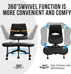 Ergonomic Cross-Legged Lounge Chair – High Lumbar Support, Adjustable Height, 360° Swivel, Wide Criss Cross Seat, Smooth Wheels – Ideal for Meditation, Yoga, ADHD – PU Leather, Black